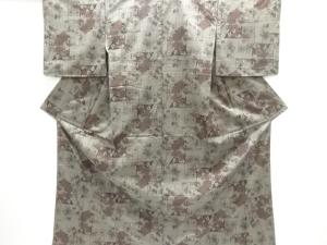 未使用品　重ね色紙に草花模様織り出し西陣伝承紬着物